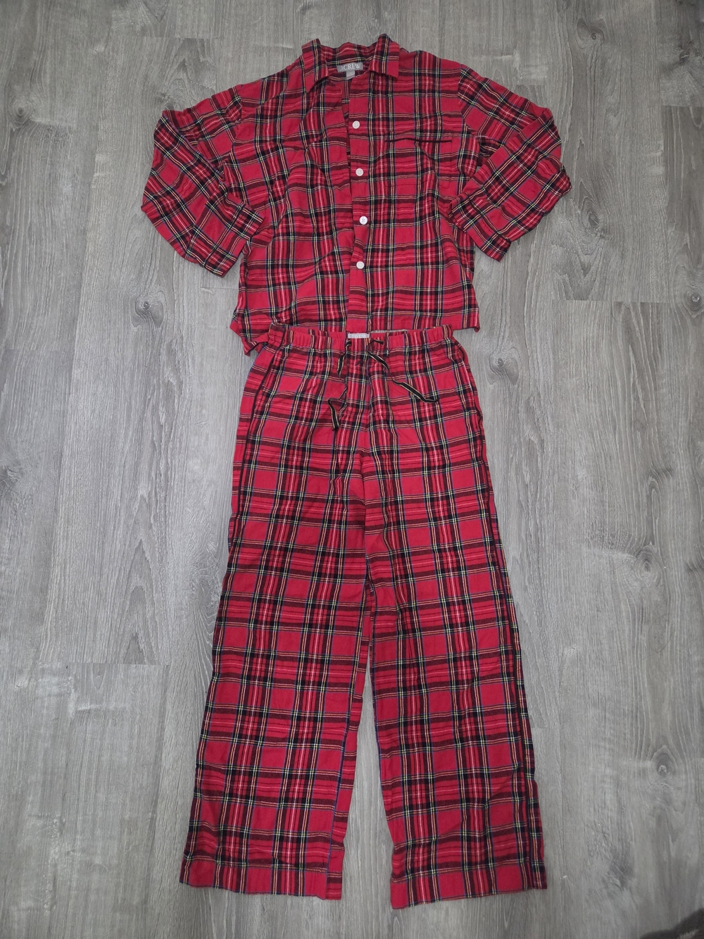 JCrew Red Plaid Pajama Pants & Button Top